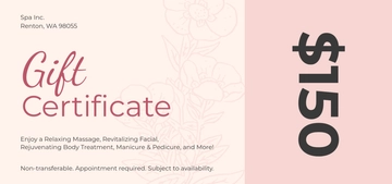 Free Gift Spa Certificate Template to Edit Online