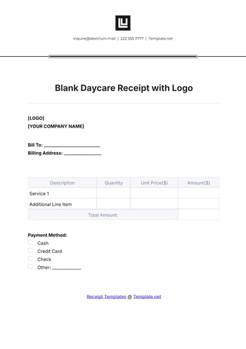 Free Blank Daycare Receipt with Logo Template to Edit Online