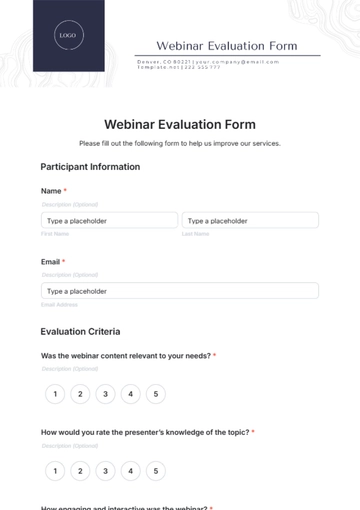Free Webinar Evaluation Form Template to Edit Online