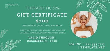 Free Therapeutic Spa Gift Certificate Template to Edit Online