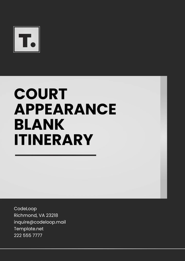 Free Court Appearance Blank Itinerary Template to Edit Online