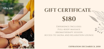 Free Spa Experience Gift Certificate Template to Edit Online
