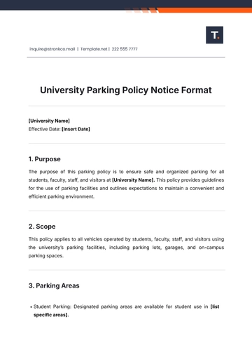 Free University Parking Policy Notice Format Template to Edit Online
