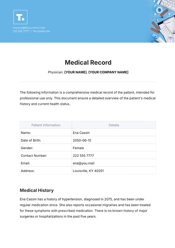 Free Medical Record Template to Edit Online