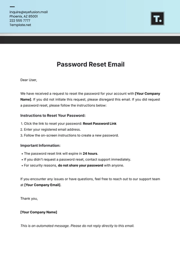 Free Password Reset Email Template to Edit Online
