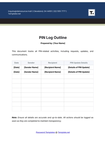 Free PIN Log Outline Template to Edit Online
