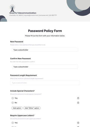 Free Password Policy Form Template to Edit Online | Template.net