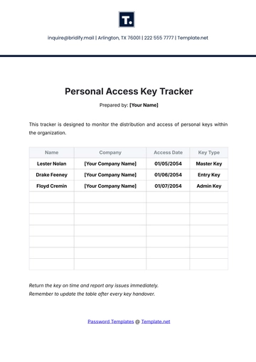 Free Personal Access Key Tracker Template to Edit Online