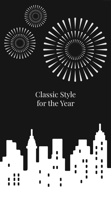 Free Black and White New Year Wallpaper Template to Edit Online