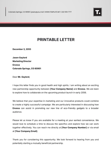 Free Printable Letter Template to Edit Online