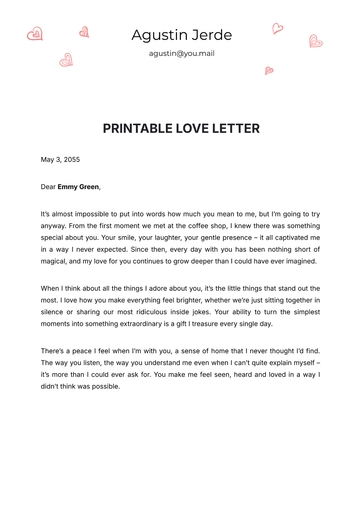 Free Printable Love Letter Template to Edit Online