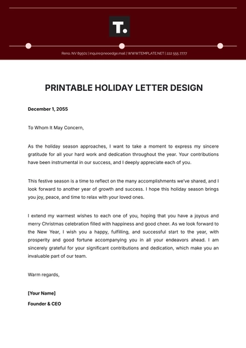 Free Printable Holiday Letter Design Template to Edit Online