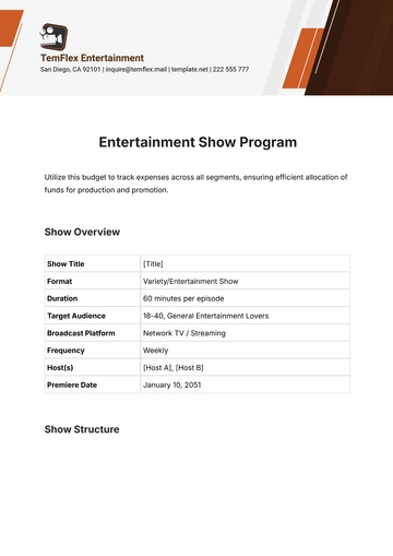 Free Entertainment Show Program Template to Edit Online
