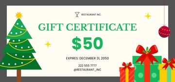Free Christmas Gift Certificate for Restaurants Template to Edit Online