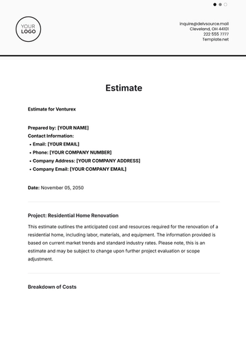 Free Estimate Template to Edit Online | Template.net