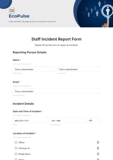 Free Staff Incident Report Form Template to Edit Online