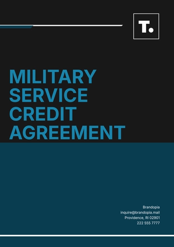 Free Military Service Credit Agreement Template to Edit Online