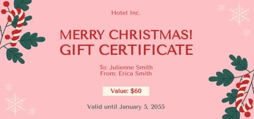 Free Homemade Christmas Gift Certificate Template to Edit Online