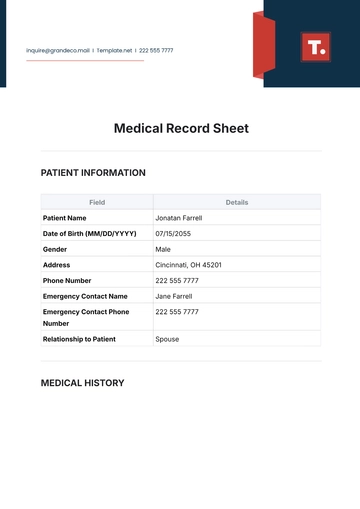 Free Medical Record Sheet Template to Edit Online