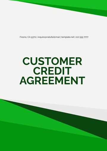 Free Customer Credit Agreement Template to Edit Online