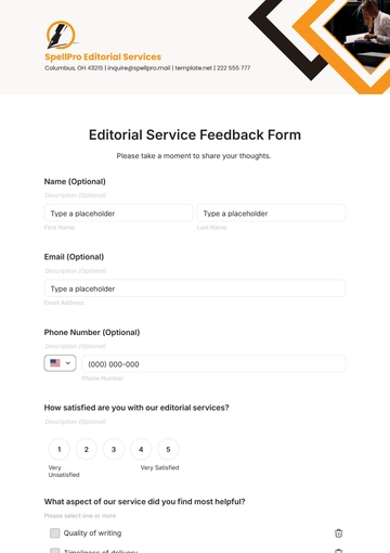 Free Editorial Service Feedback Form Template to Edit Online