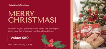 Free Christmas Gift Certificate Template with Image Template to Edit Online
