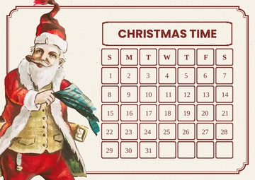 Free Vintage Christmas Calendar Template to Edit Online