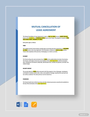 Mutual Cancellation of Lease Template