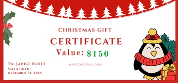 Free Fun Design Christmas Gift Certificate Template to Edit Online