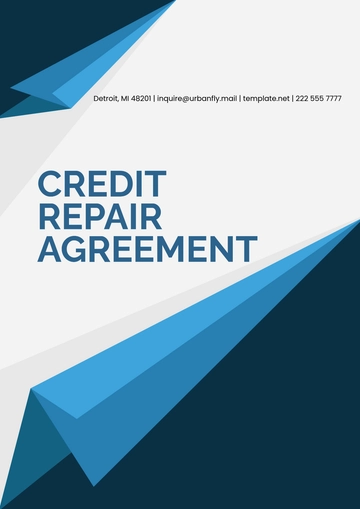 Free Credit Repair Agreement Template to Edit Online