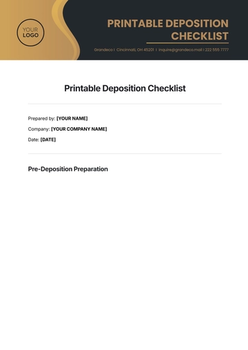 Free Printable Deposition Checklist Template to Edit Online
