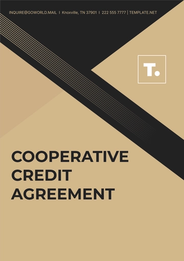 Free Cooperative Credit Agreement Template to Edit Online