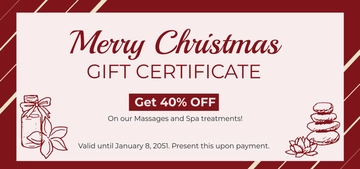 Free Spa and Massage Christmas Gift Certificate Template to Edit Online