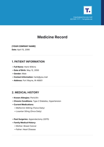 Free Medicine Record Template to Edit Online