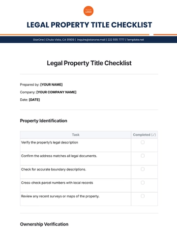 Free Legal Property Title Checklist Template to Edit Online