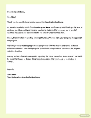 Proposal Letter for Funding