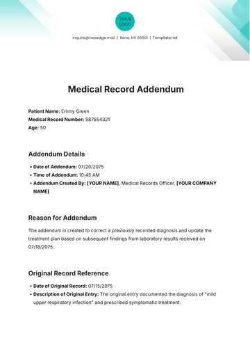 Free Medical Record Addendum Template to Edit Online