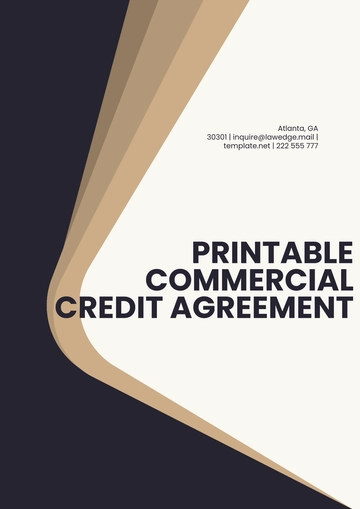 Free Printable Commercial Credit Agreement Template to Edit Online