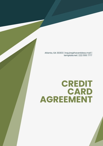 Free Credit Card Agreement Template to Edit Online