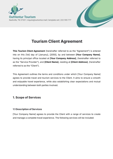 Free Tourism Client Agreement Template to Edit Online