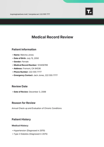 Free Medical Record Review Template to Edit Online