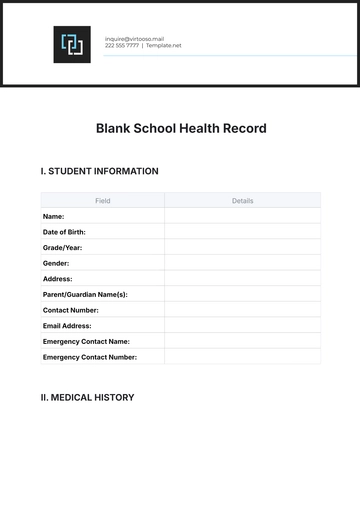 Free Blank School Health Record Template to Edit Online