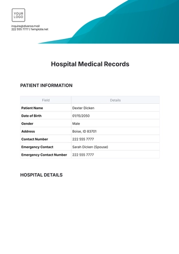 Free Hospital Medical Records Template to Edit Online
