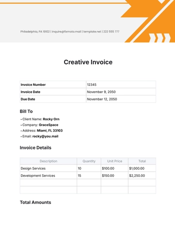 Free Creative Invoice Template to Edit Online