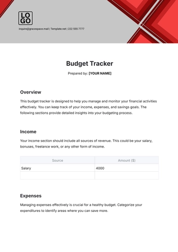 Free Budget Tracker Template to Edit Online