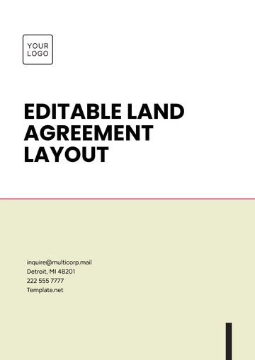 Free Editable Land Agreement Layout Template to Edit Online