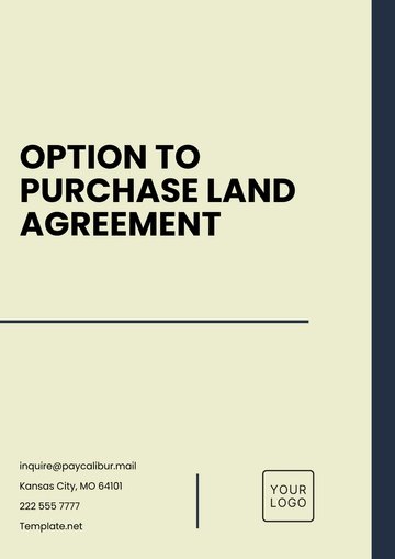 Free Option to Purchase Land Agreement Template to Edit Online