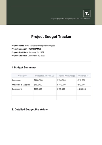 Free Project Budget Tracker Template to Edit Online