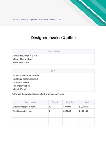 Free Designer Invoice Outline Template to Edit Online