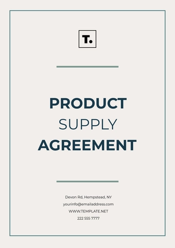 Free Product Supply Agreement Template to Edit Online